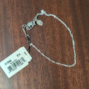 Cookie Lee Sterling Silver Chain Anklet
